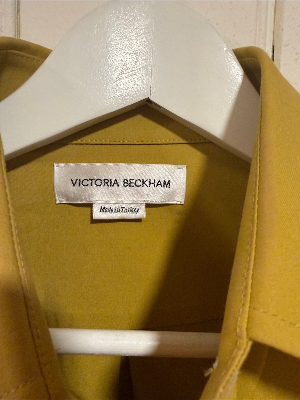 Victoria Beckham Chartreuse Cotton Poplin Long-Sleeve Shirt.